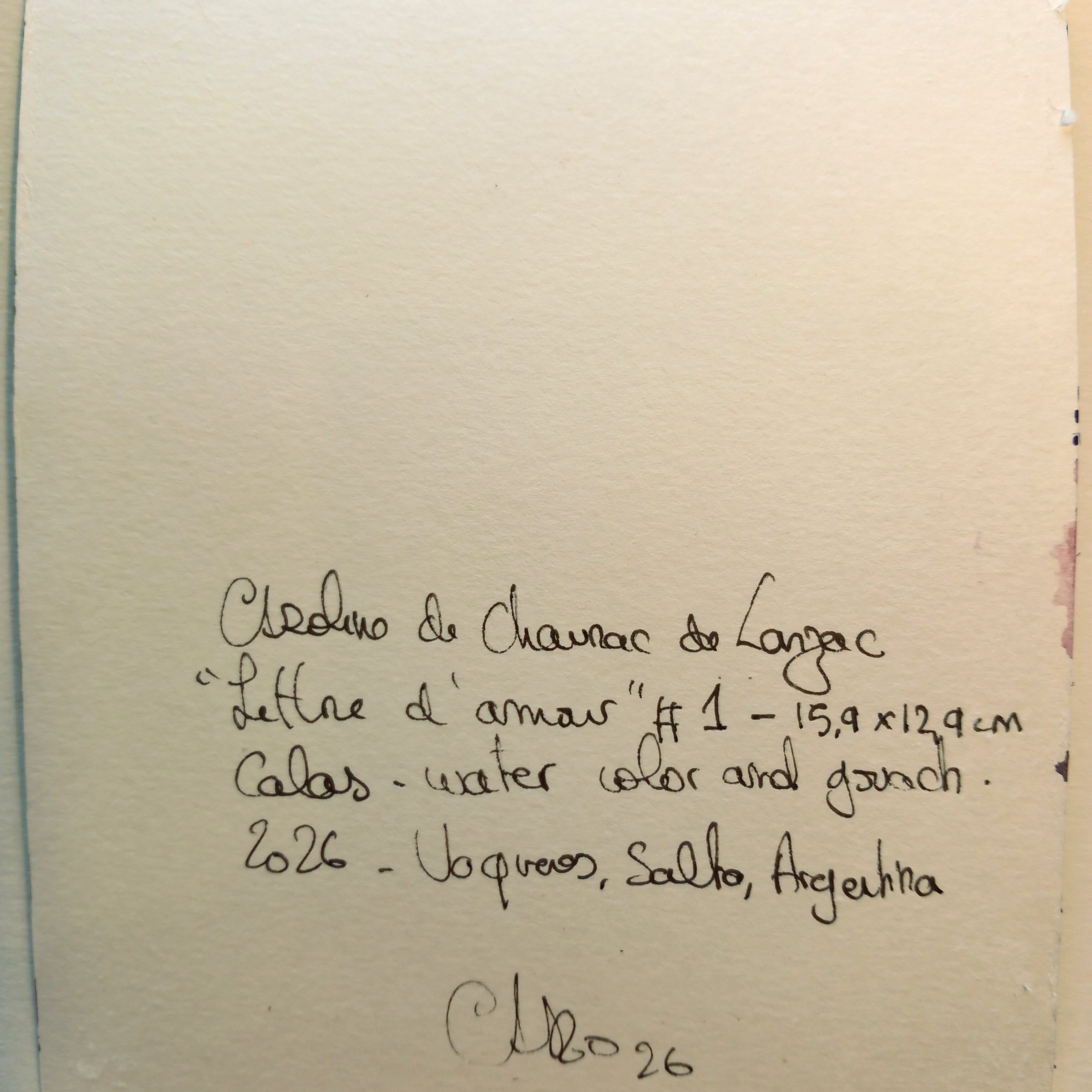 Caroline de Chaunac de Lanzac - Lettre d'amour- Calas, original artwork, AOAP Projects x RSA 2026