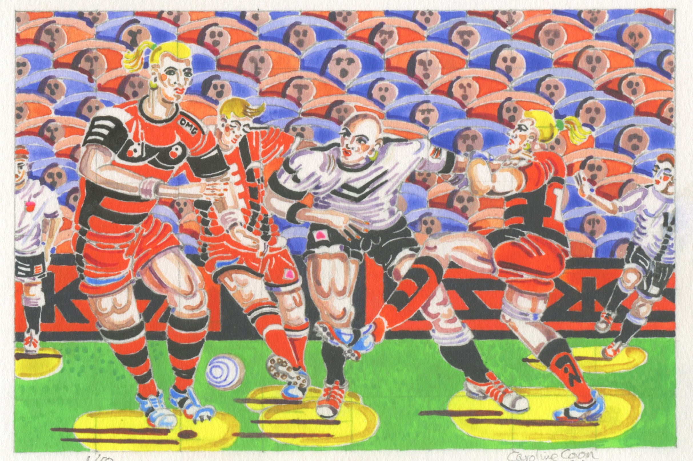 Caroline Coon - Rugged Defensive Play, hand-signed print, AOAP Projects